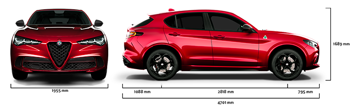 Alfa Romeo Stelvio Quadrifoglio - Aktualizacja etykiety - Wymiary